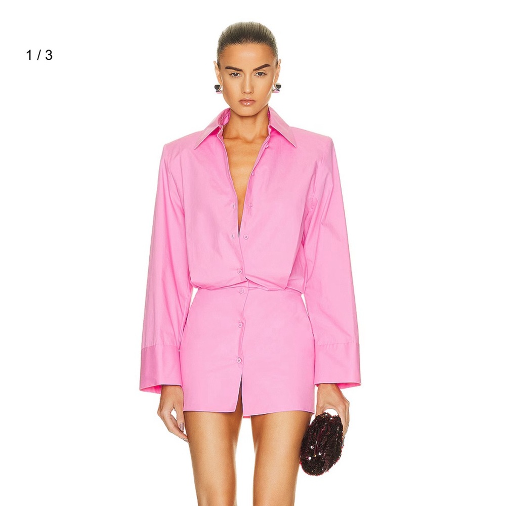 THE ATTICO Margot mini shirt dress in pink